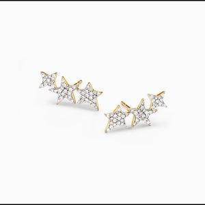 Kendra Scott Star Cluster 14k Yellow Gold Ear Climber Earrings In White Diamonds